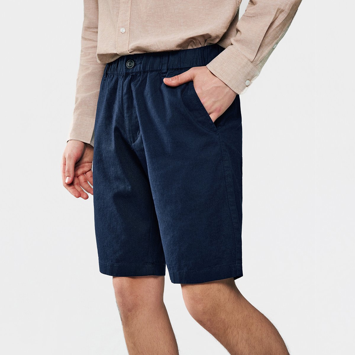 Men's Slim Linen Cotton Bermuda Shorts - Giordano Online
