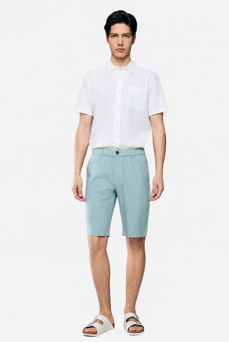 Men's Slim Linen Cotton Bermuda Shorts - Giordano Online