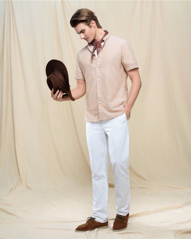 Men's Slim Taper Linen Cotton Khakis - Giordano Online