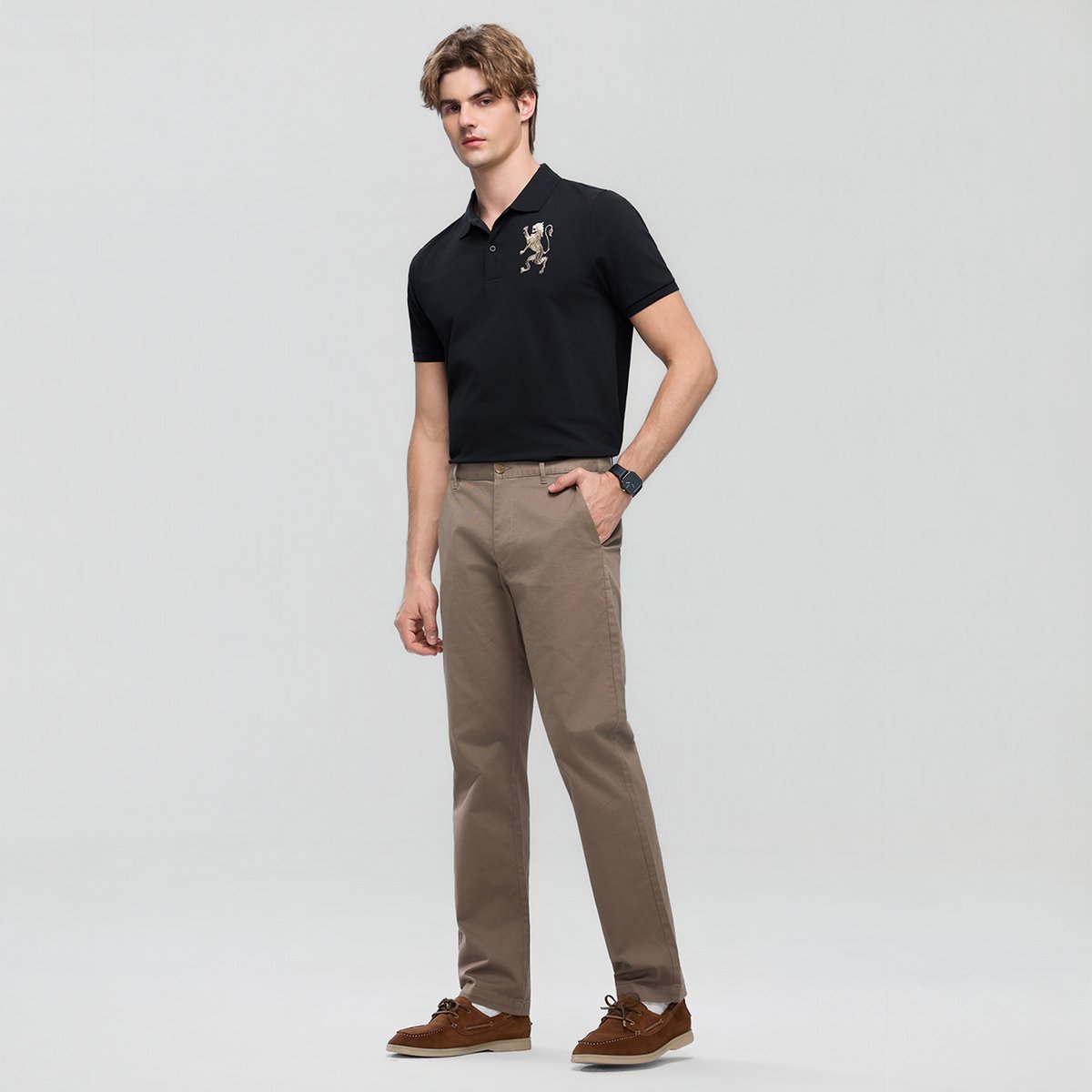 Men’s Slim Taper Stretch Cotton Khaki Pants - Giordano Online