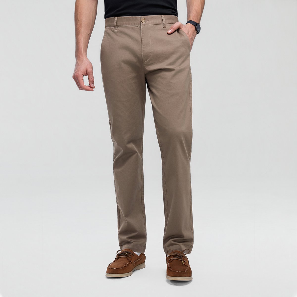 Men’s Slim Taper Stretch Cotton Khaki Pants - Giordano Online