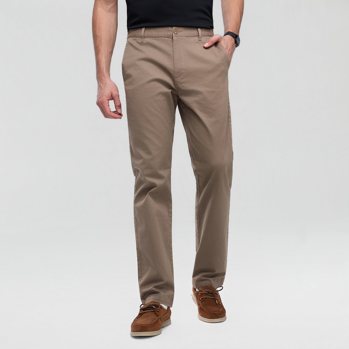 Men’s Slim Taper Stretch Cotton Khaki Pants - Giordano Online