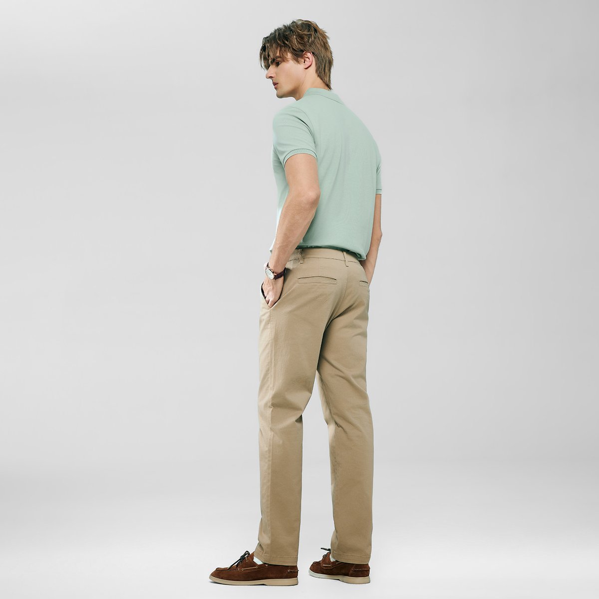 Men’s Slim Taper Stretch Cotton Khaki Pants - Giordano Online