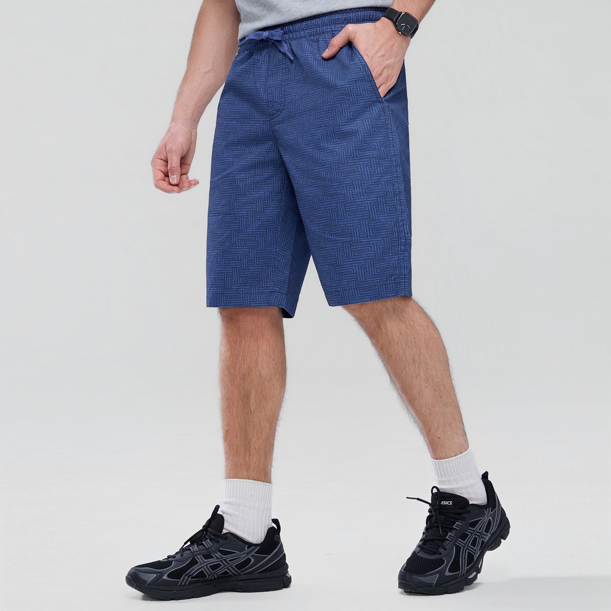 Men’s Slim Twill Bermuda Elastic Waist Short - Giordano Online