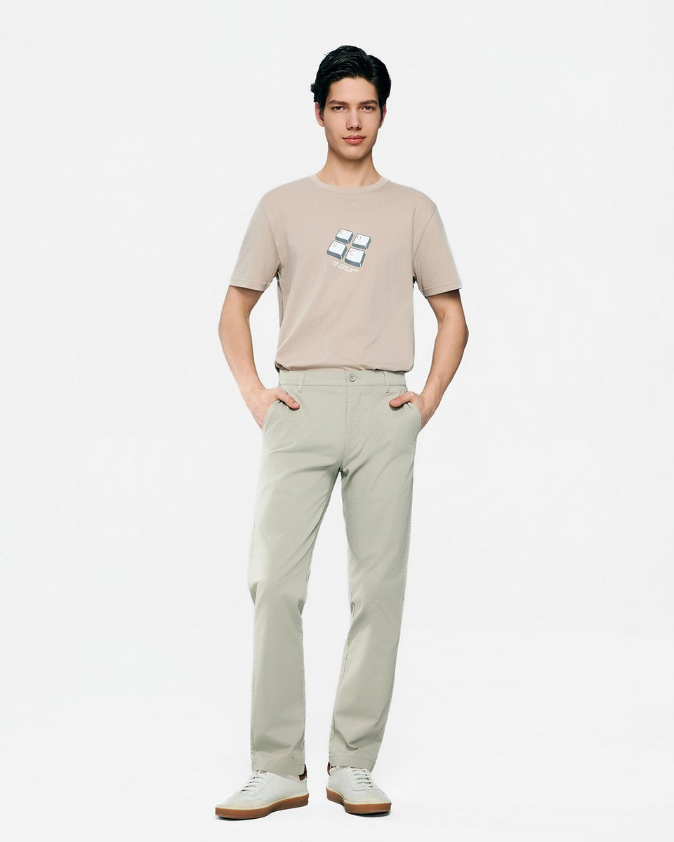 Men's Twill Low Rise Slim Taper Khaki Pant - Giordano Online