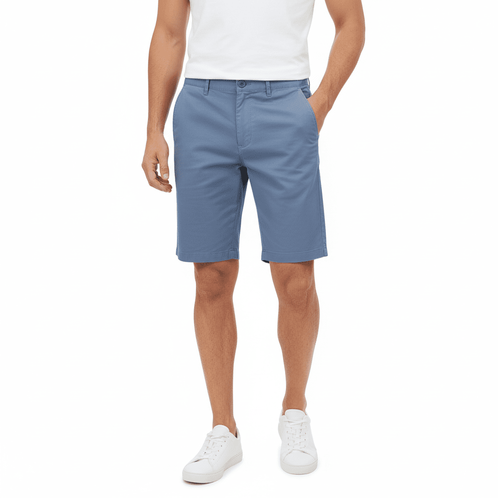 Men's Twill Low Rise Slim Tapered Bermuda - Blue - Giordano Online