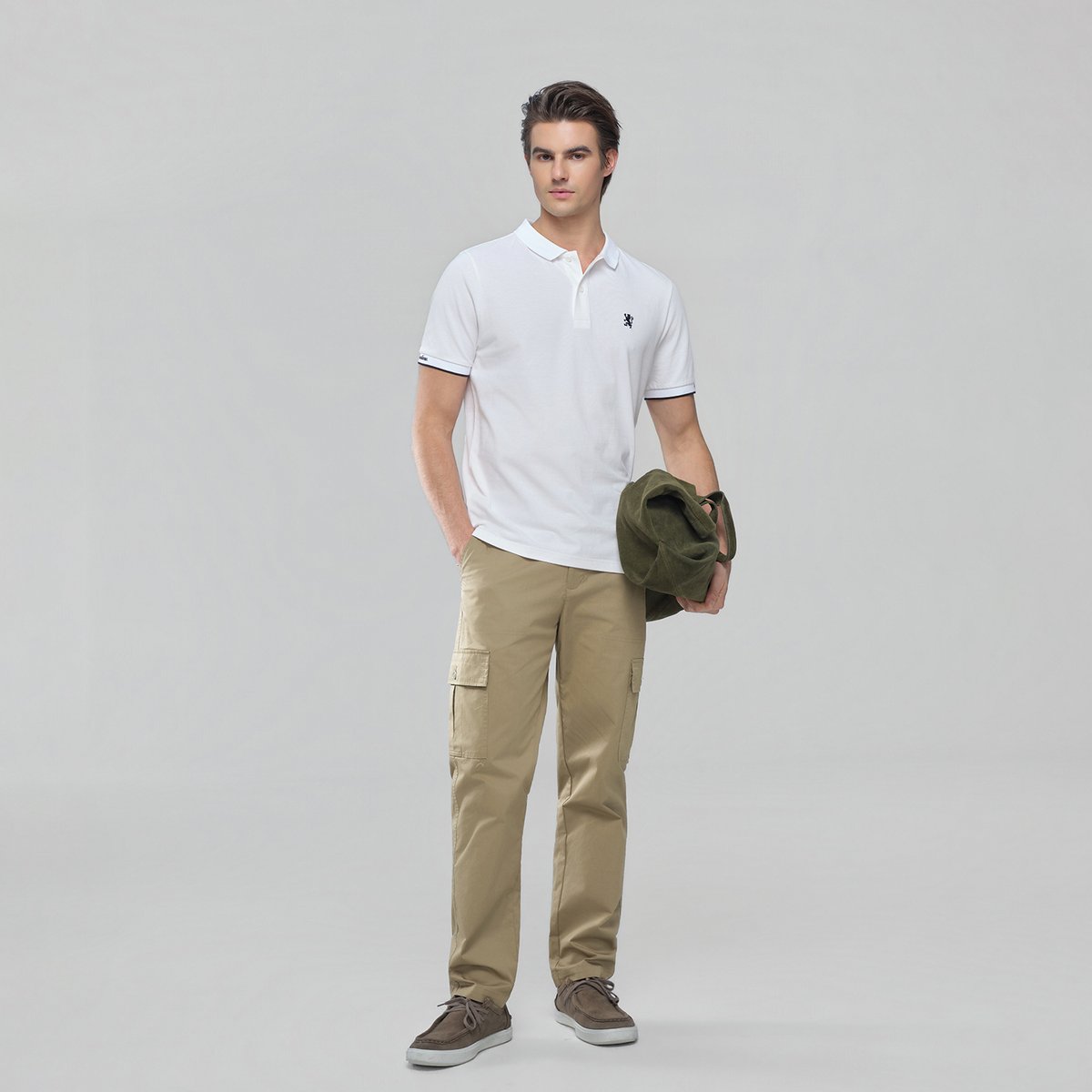 Men's Twill Relaxed Taper Elastic Waist Khaki Pant - Giordano Online