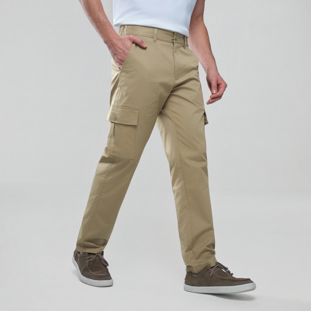 Men's Twill Relaxed Taper Elastic Waist Khaki Pant - Giordano Online