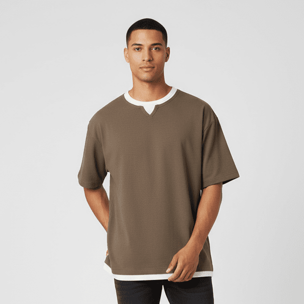 Men's Waffle Crew Neck Oversized Tee - Giordano Online