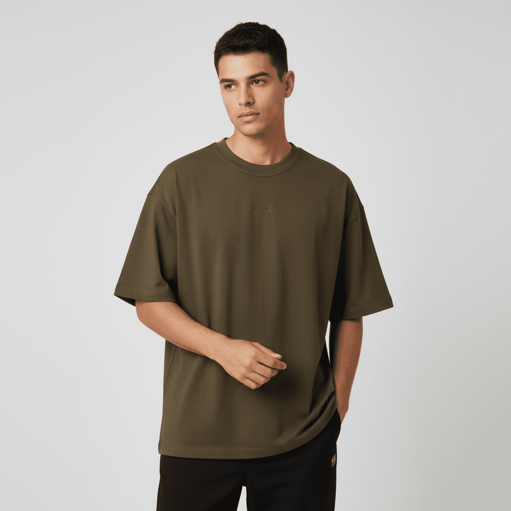 Men's Waffle Crew Neck Oversized Tee - Giordano Online