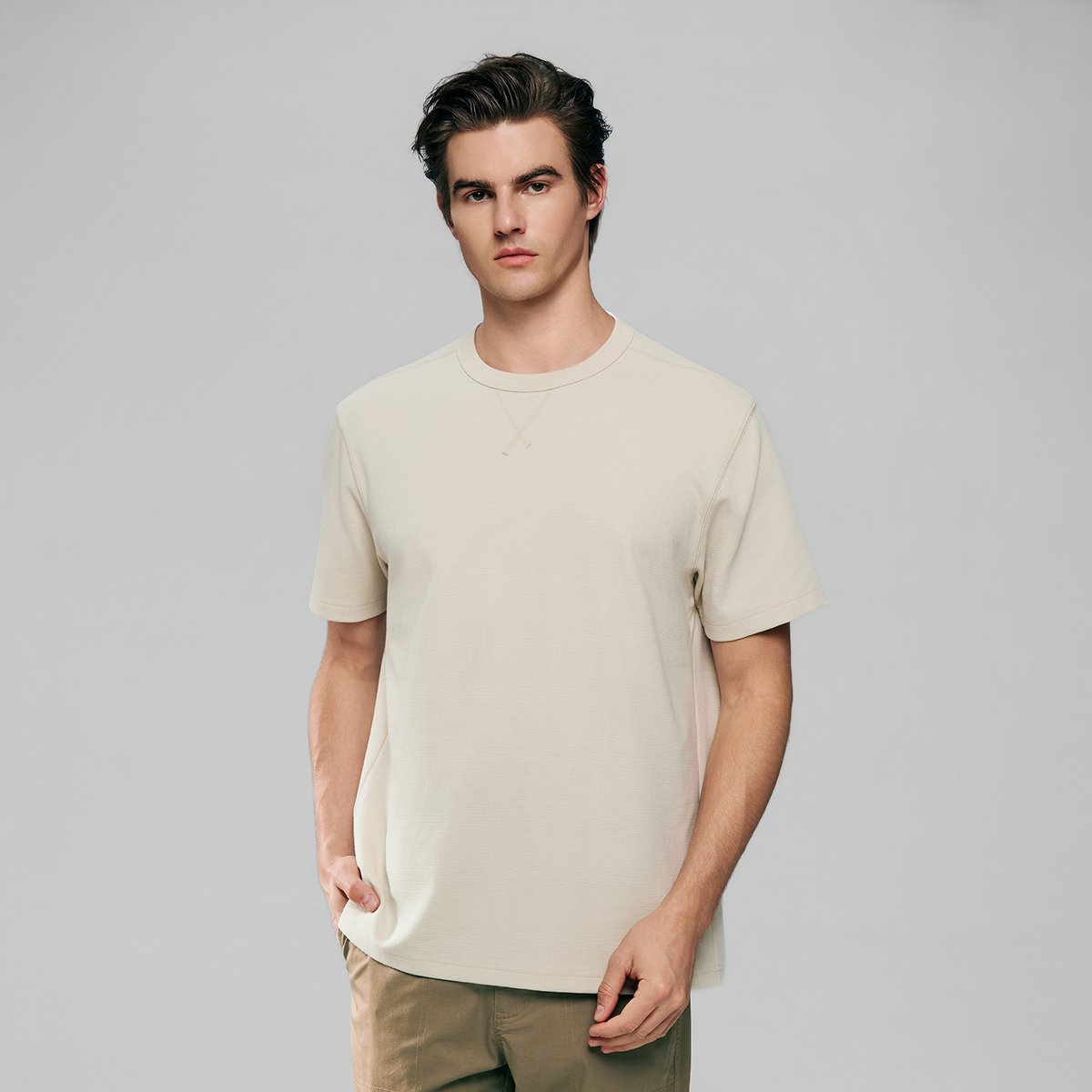 Men's Waffle Crew Neck Tee - Giordano Online