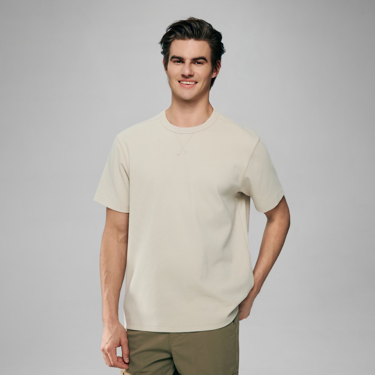 Men's Waffle Crew Neck Tee - Giordano Online