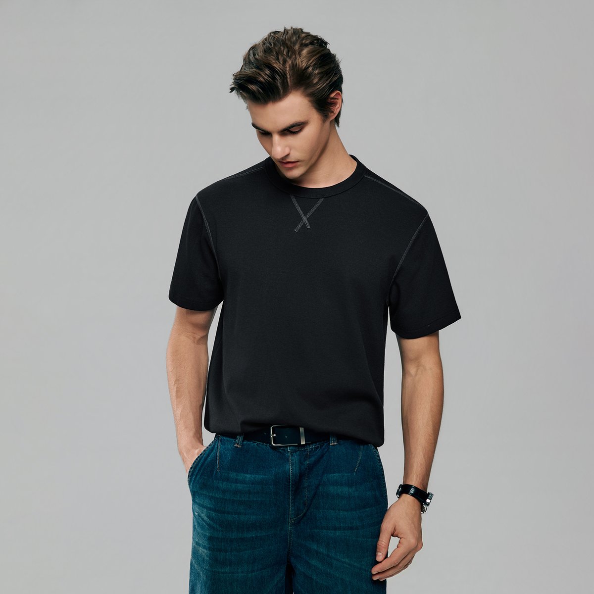 Men's Waffle Crew Neck Tee - Giordano Online