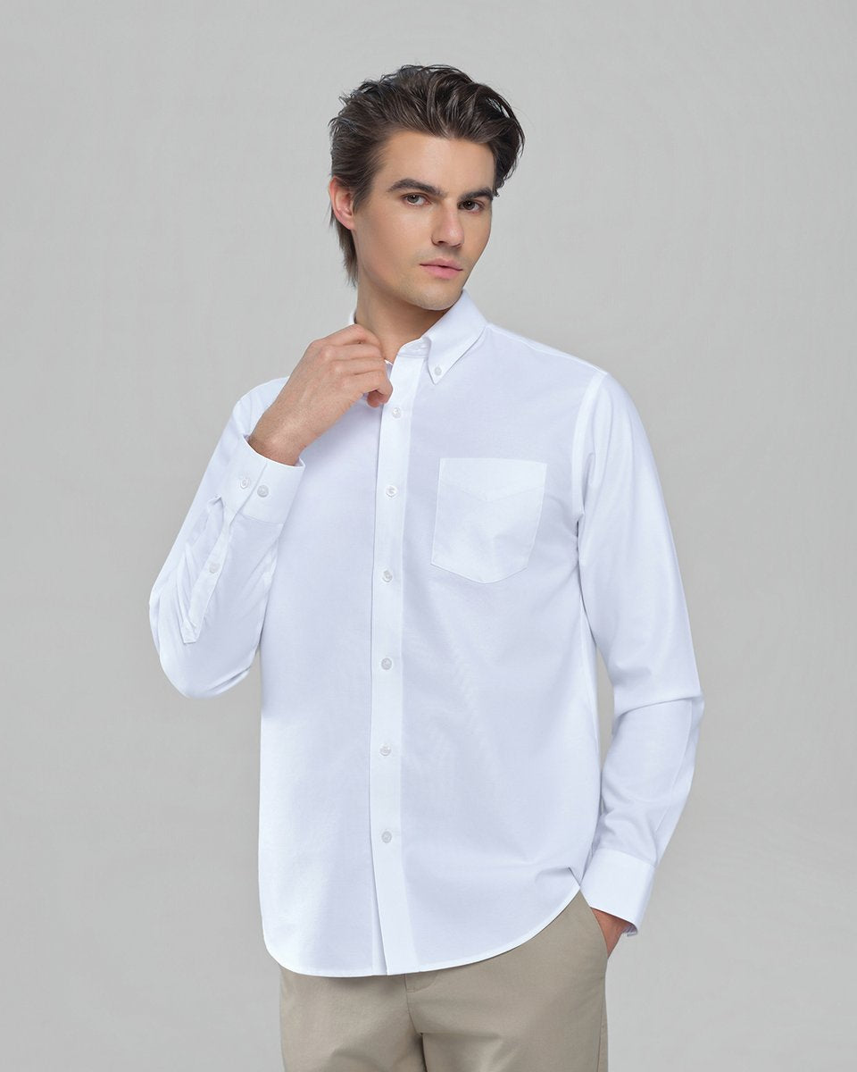 Men's Wrinkle Free Oxford Long Sleeve Shirt - Giordano Online