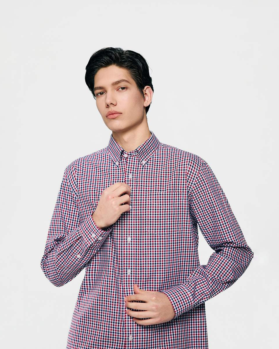 Men's Wrinkle Free Oxford Long Sleeve Shirt - Giordano Online