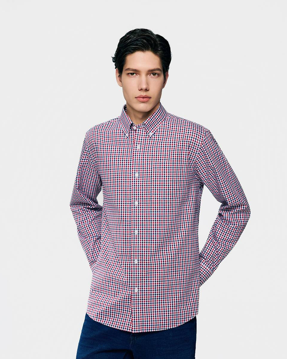 Men's Wrinkle Free Oxford Long Sleeve Shirt - Giordano Online
