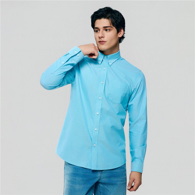 Men's Wrinkle Free Oxford Long Sleeve Shirt - Giordano Online