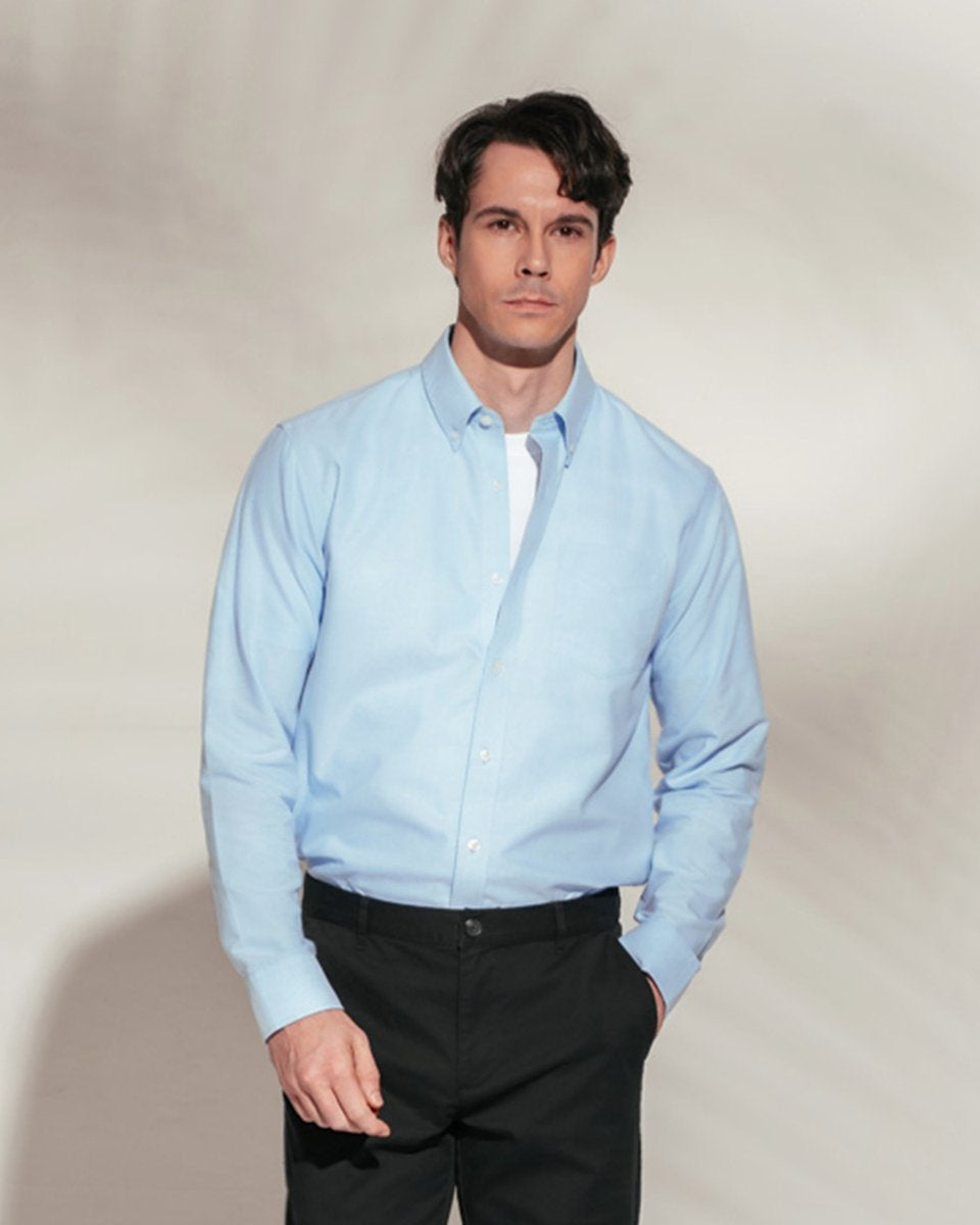 Men's Wrinkle Free Oxford Long Sleeve Shirt - Giordano Online