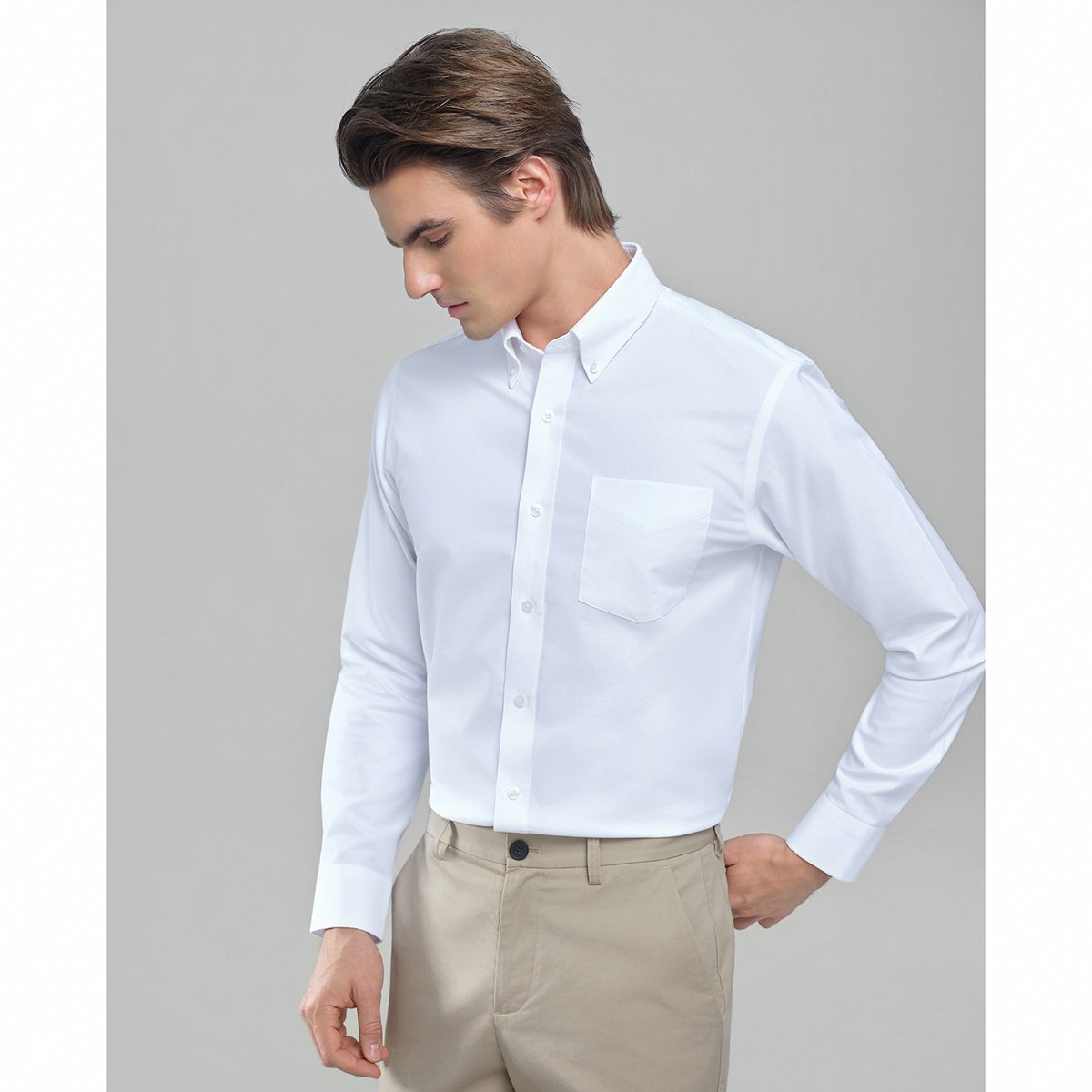 Men's Wrinkle Free Oxford Long Sleeve Shirt - Giordano Online
