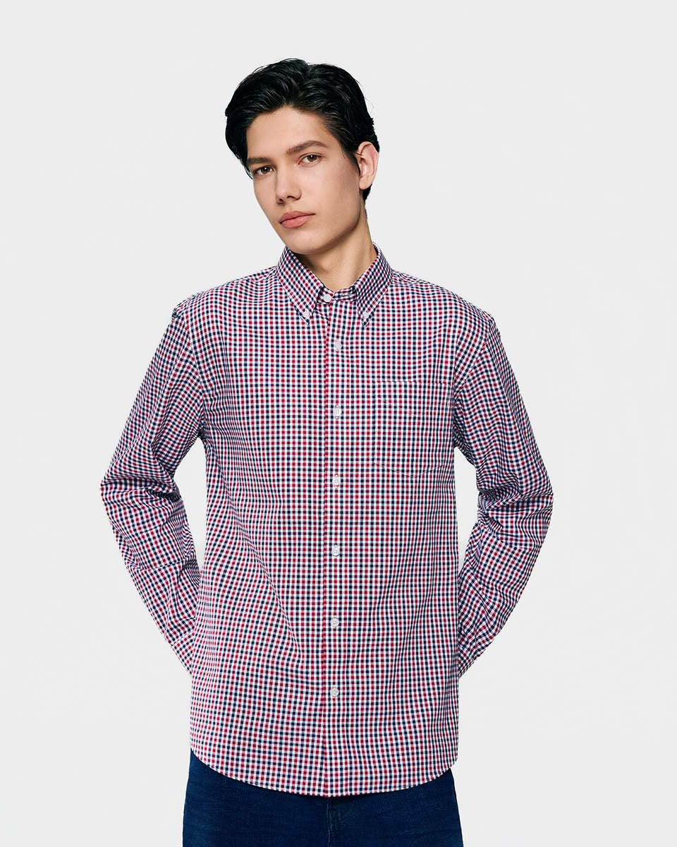 Men's Wrinkle Free Oxford Long Sleeve Shirt - Giordano Online