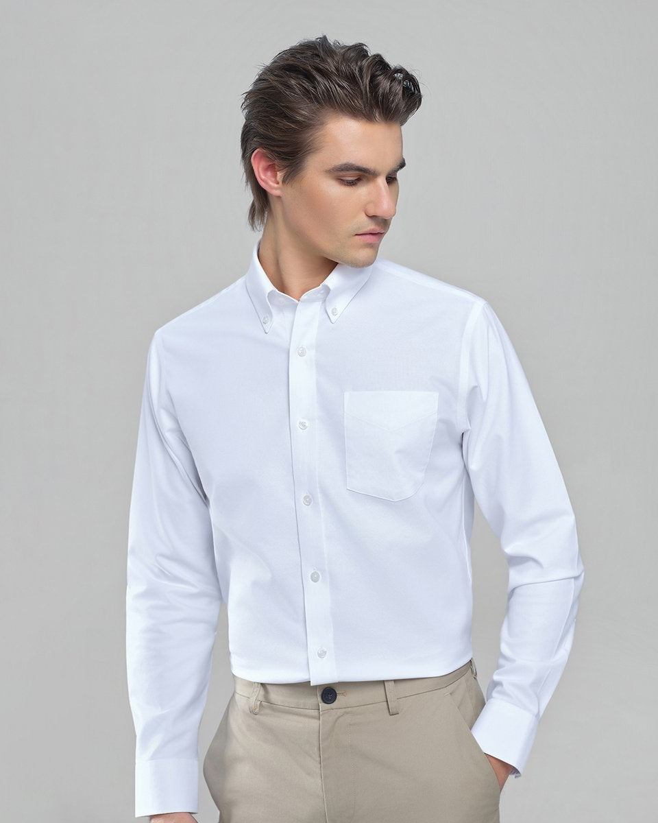 Men's Wrinkle Free Oxford Long Sleeve Shirt - Giordano Online