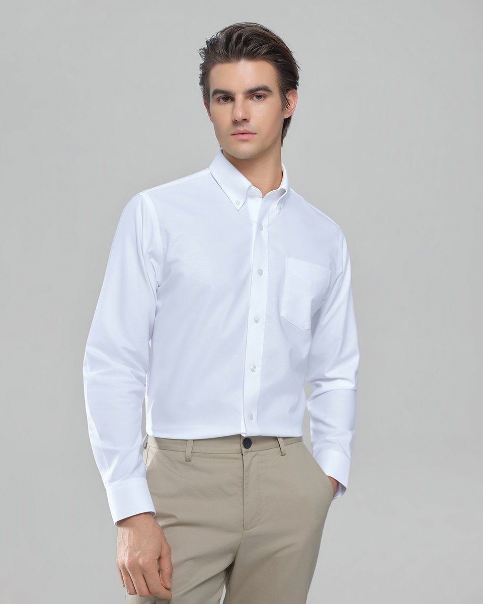 Men's Wrinkle Free Oxford Long Sleeve Shirt - Giordano Online