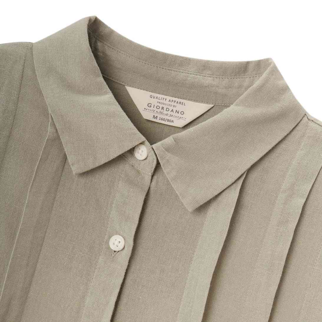 Women Linen - Cotton Poplin Belted Shirt Dress - Comfort Fit - Giordano Online