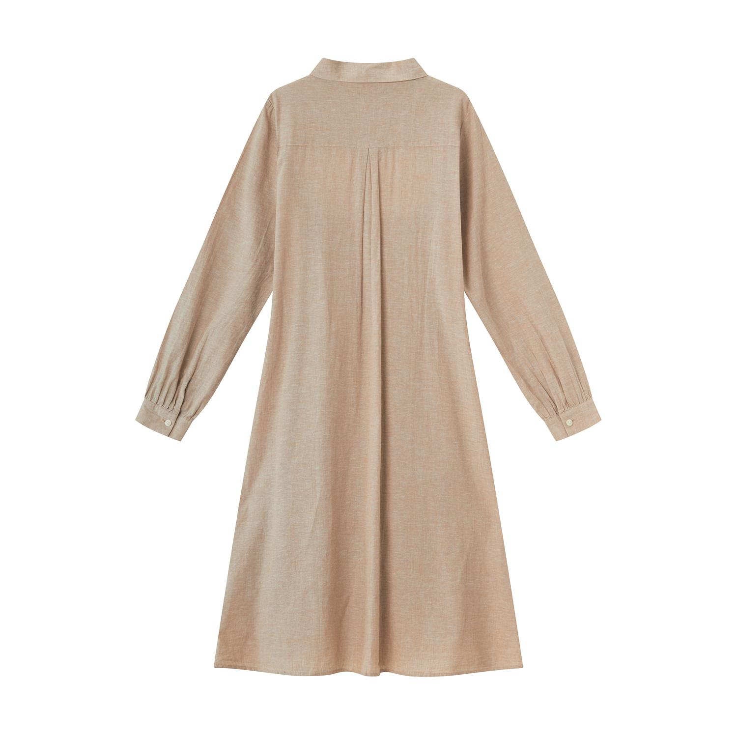 Women Linen - Cotton Poplin Belted Shirt Dress - Comfort Fit - Giordano Online