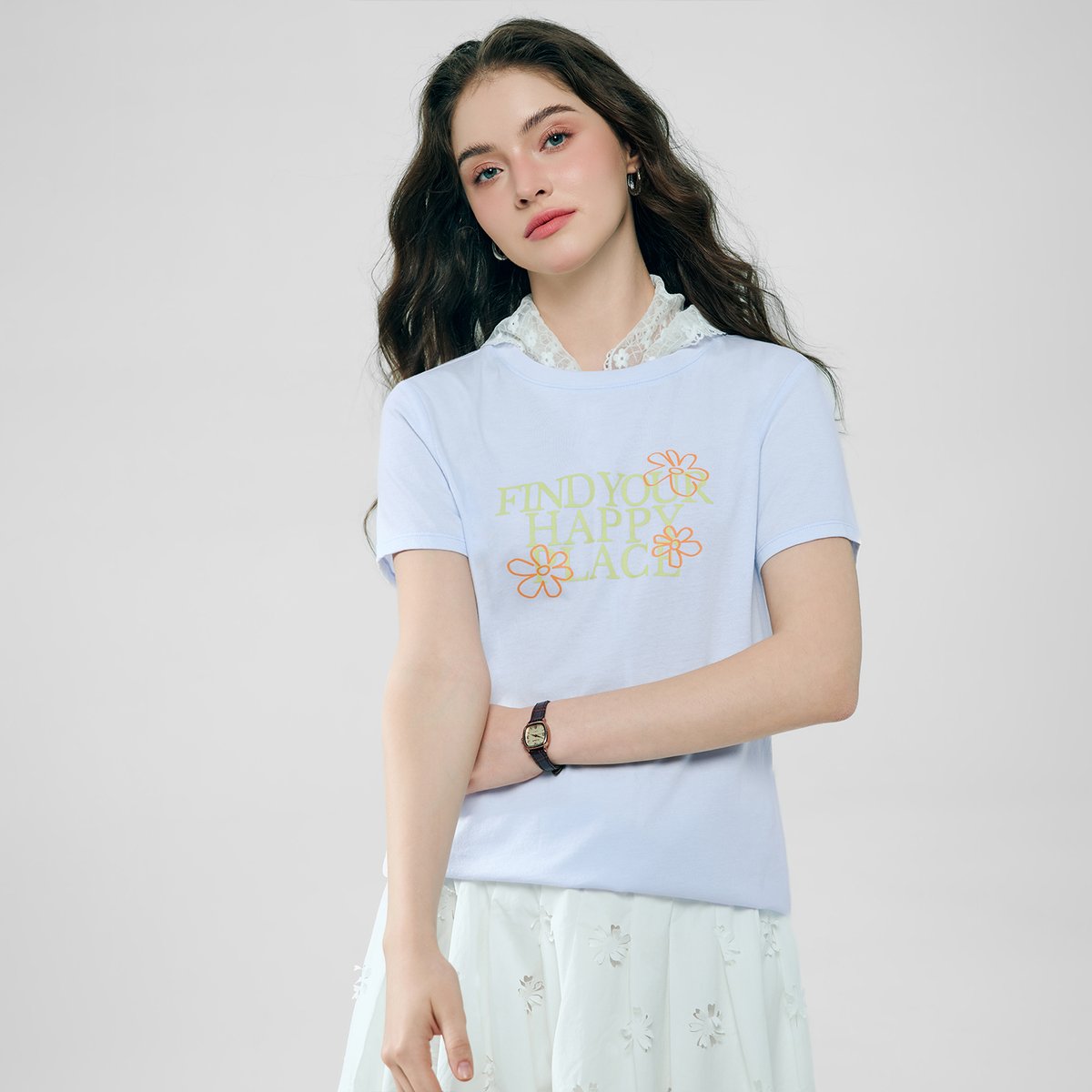Women’s Cotton Crew Neck Printed Comfort Tee - Giordano Online