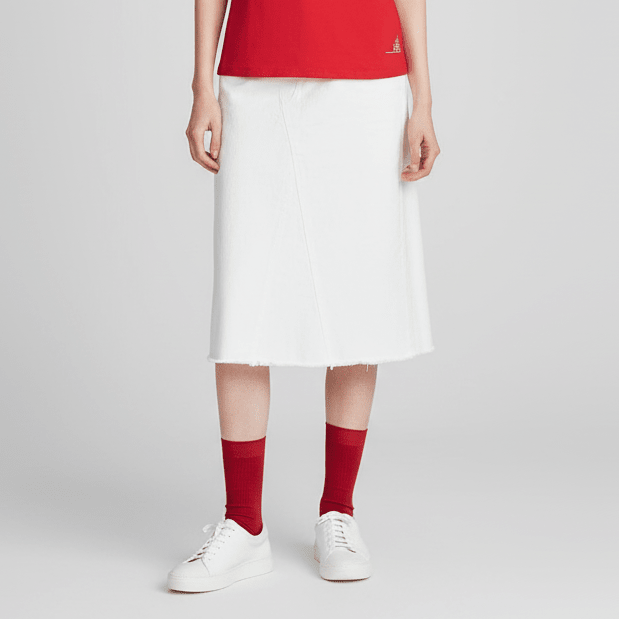 Women's Cotton Denim Elastic High Waist Skirt - Giordano Online