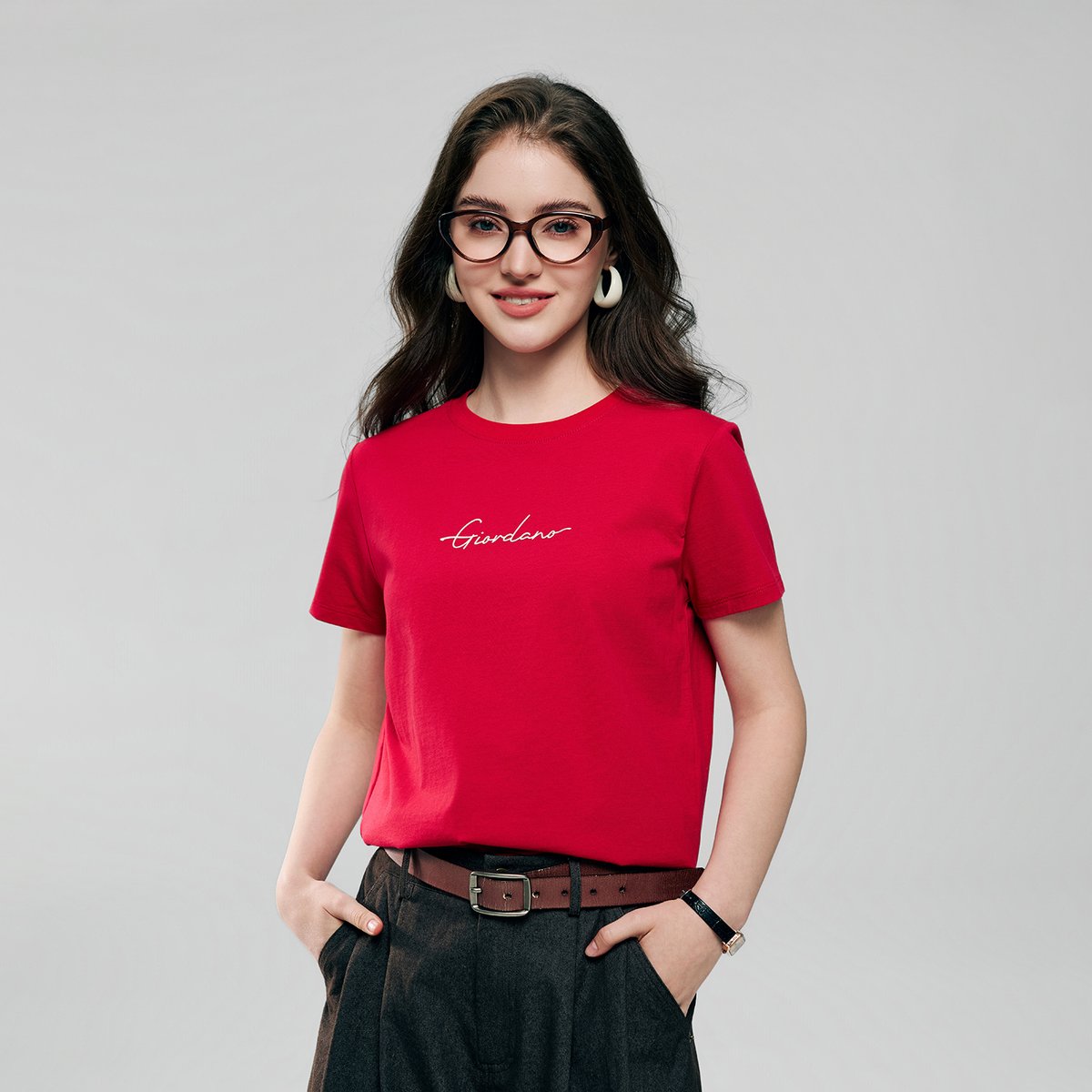 Women's Cotton Jersey Crew Neck Comfort Print Tee - Giordano Online