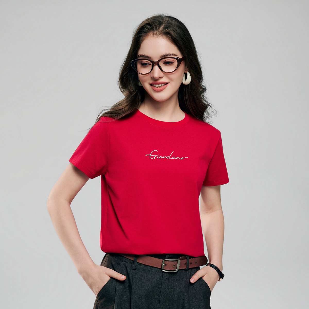 Women's Cotton Jersey Crew Neck Comfort Print Tee - Giordano Online