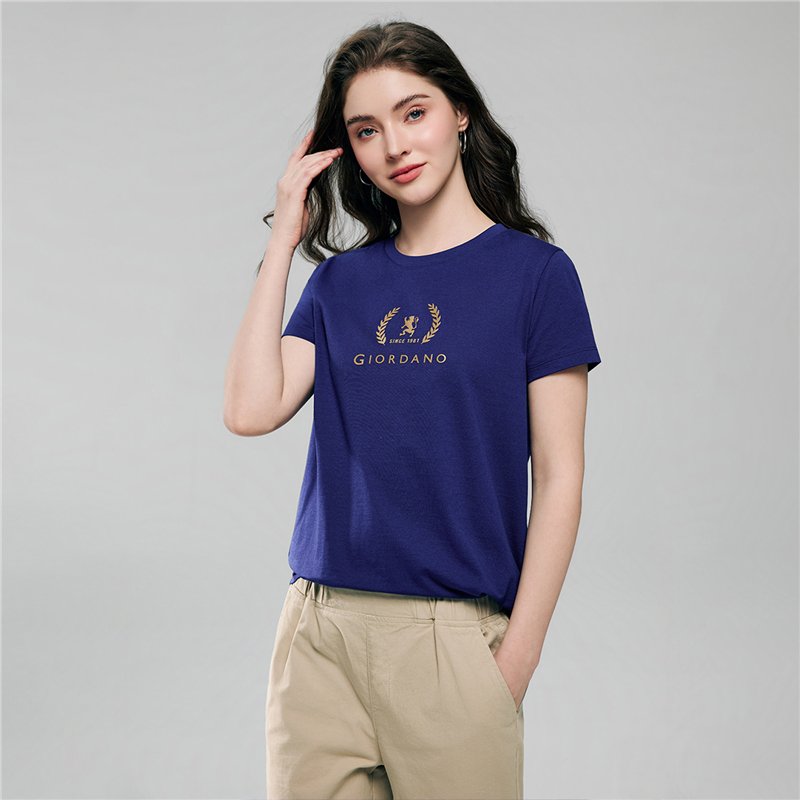 Women's Cotton Jersey Signature Print Tee - Giordano Online