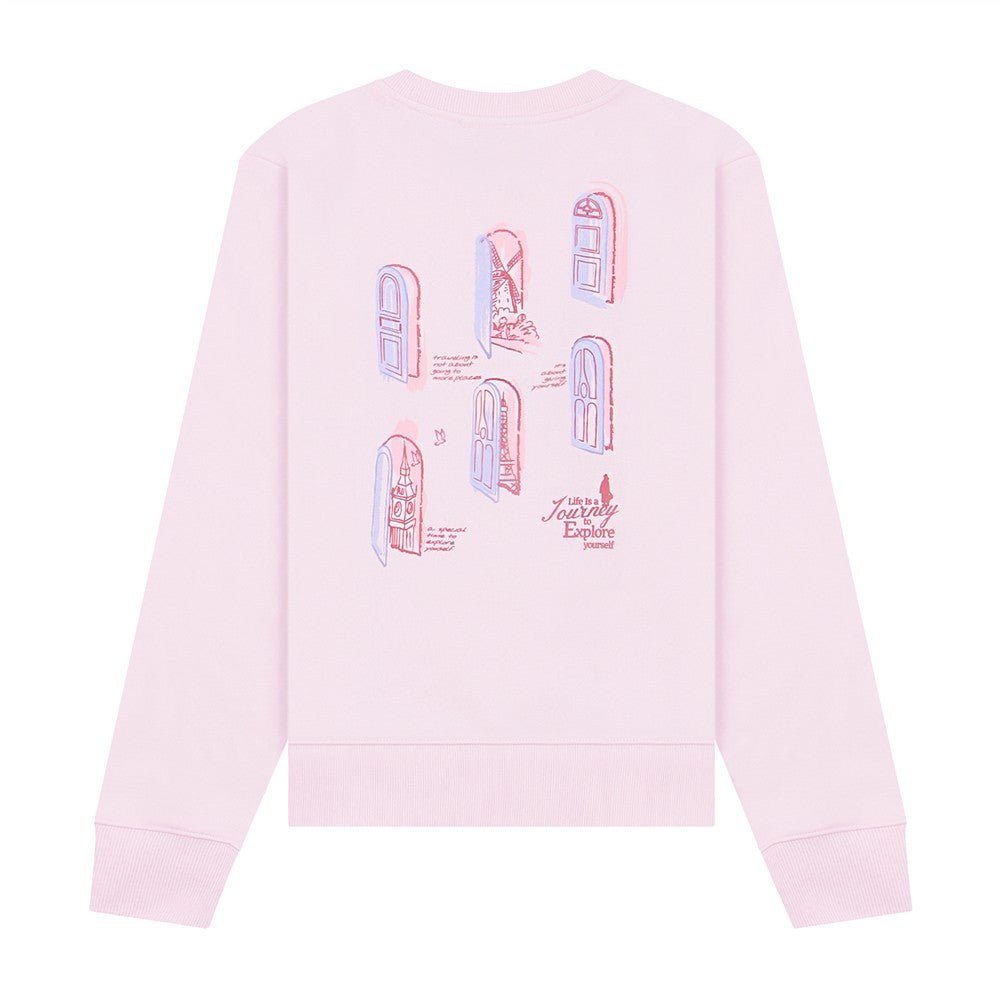 Women's Crew Neck Long Sleeve Boyfriend Fit Print Sweatshirt - Life is a Journey Collection - Giordano