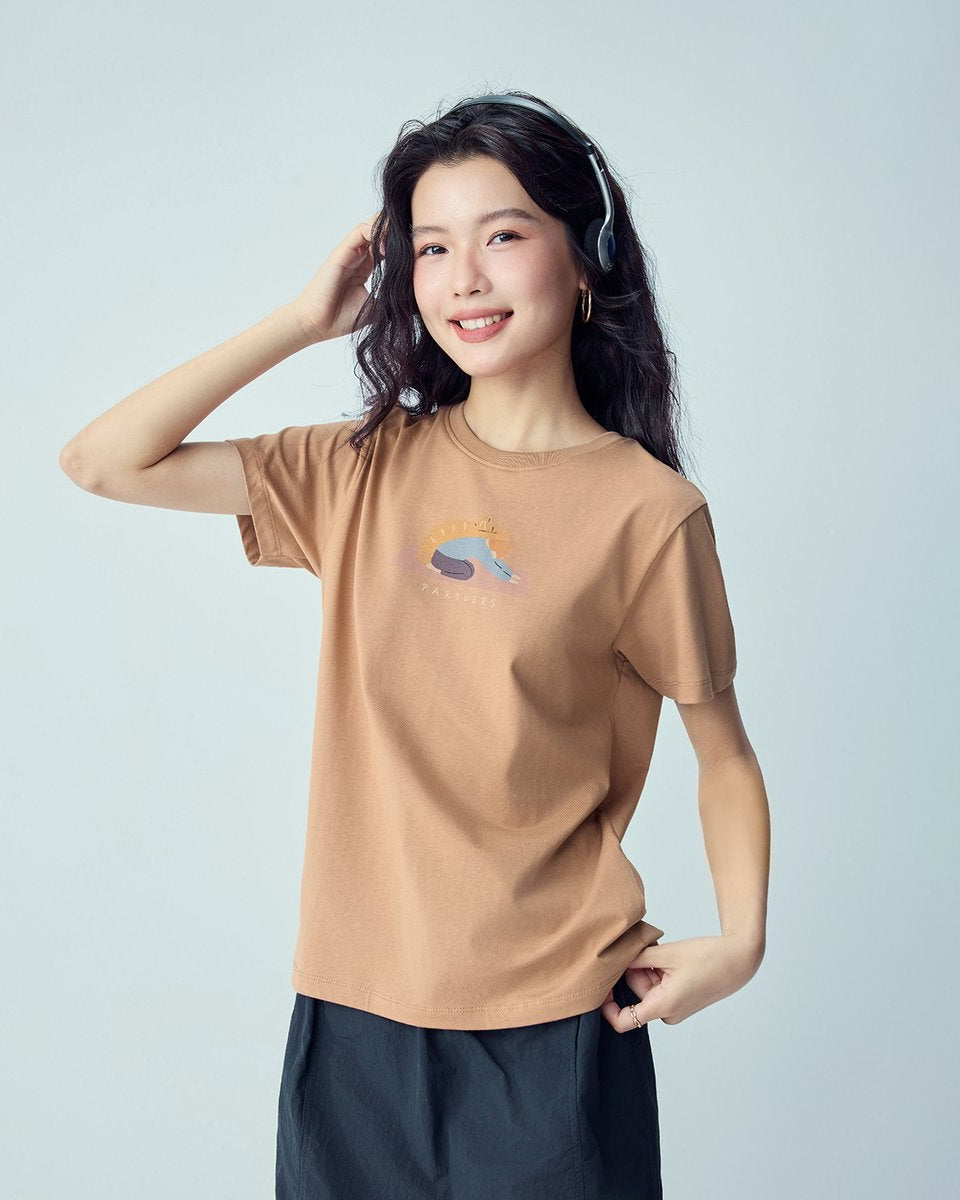 Women’s Crew‑Neck Short‑Sleeve Regular Fit Printed Tee - Giordano Online