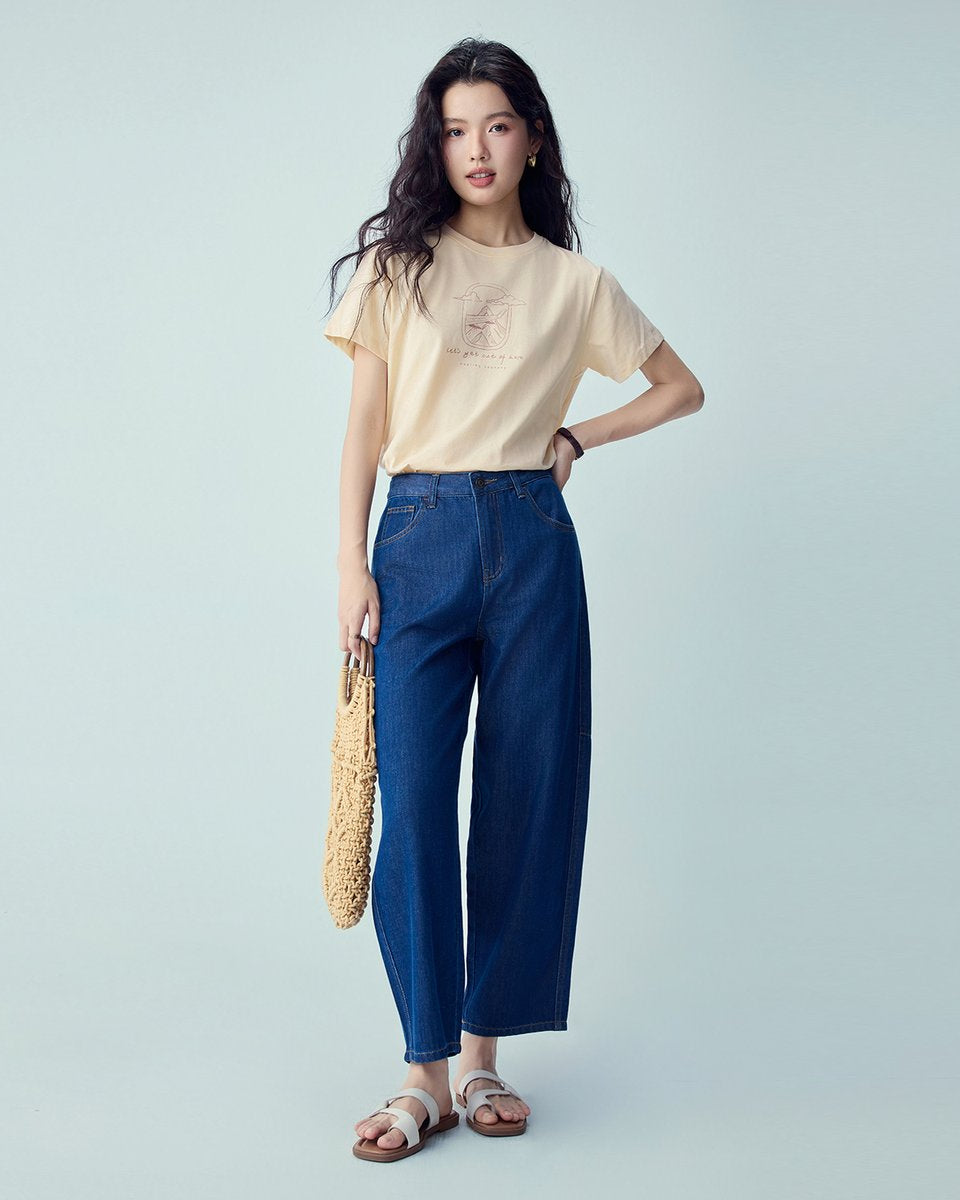 Women’s Crew‑Neck Short‑Sleeve Regular Fit Printed Tee - Giordano Online