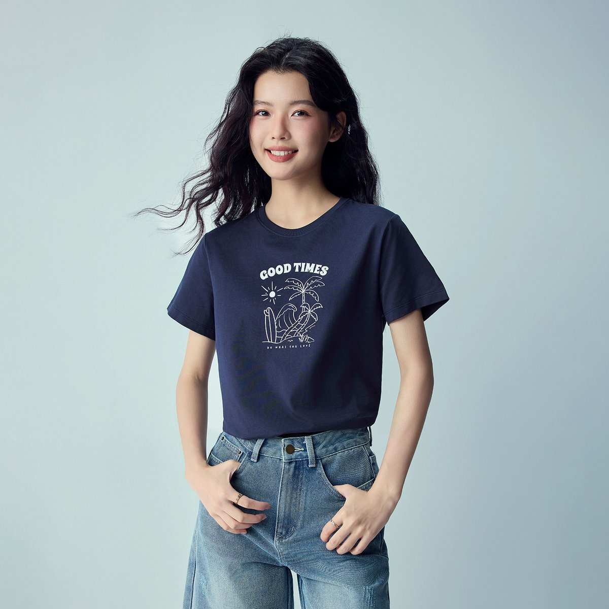 Women’s Crew‑Neck Short‑Sleeve Regular Fit Printed Tee - Giordano Online