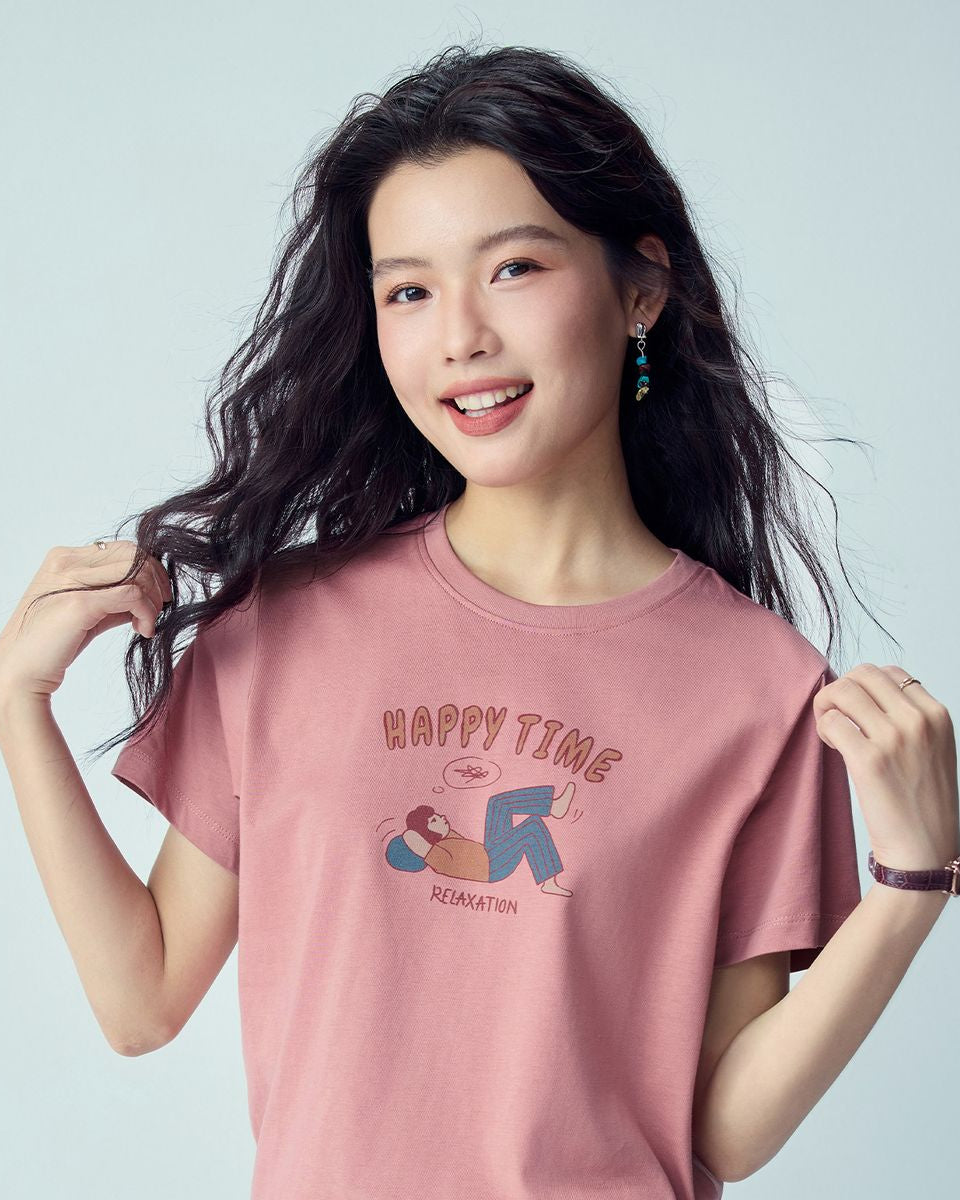 Women’s Crew‑Neck Short‑Sleeve Regular Fit Printed Tee - Giordano Online