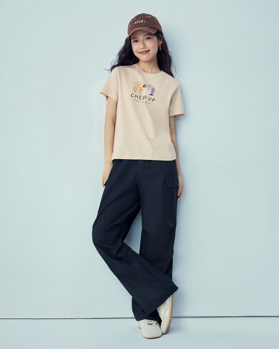 Women’s Crew‑Neck Short‑Sleeve Regular Fit Printed Tee - Giordano Online