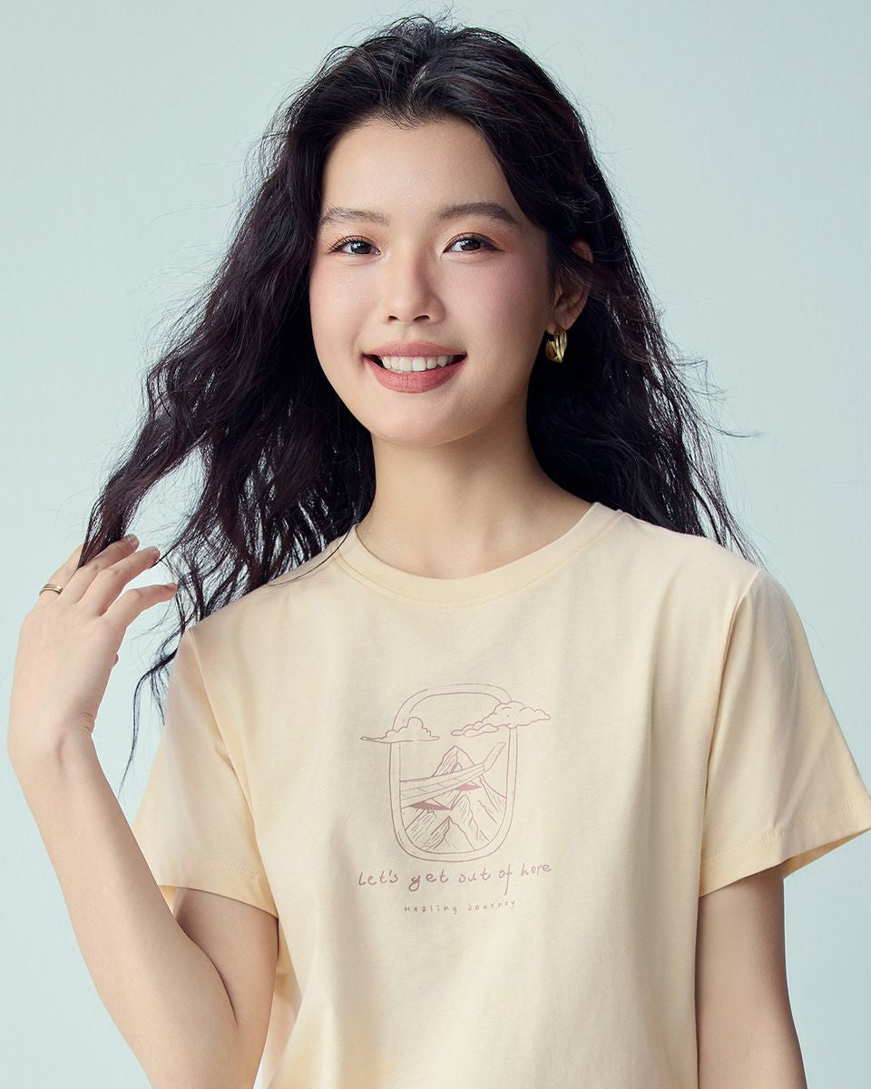 Women’s Crew‑Neck Short‑Sleeve Regular Fit Printed Tee - Giordano Online