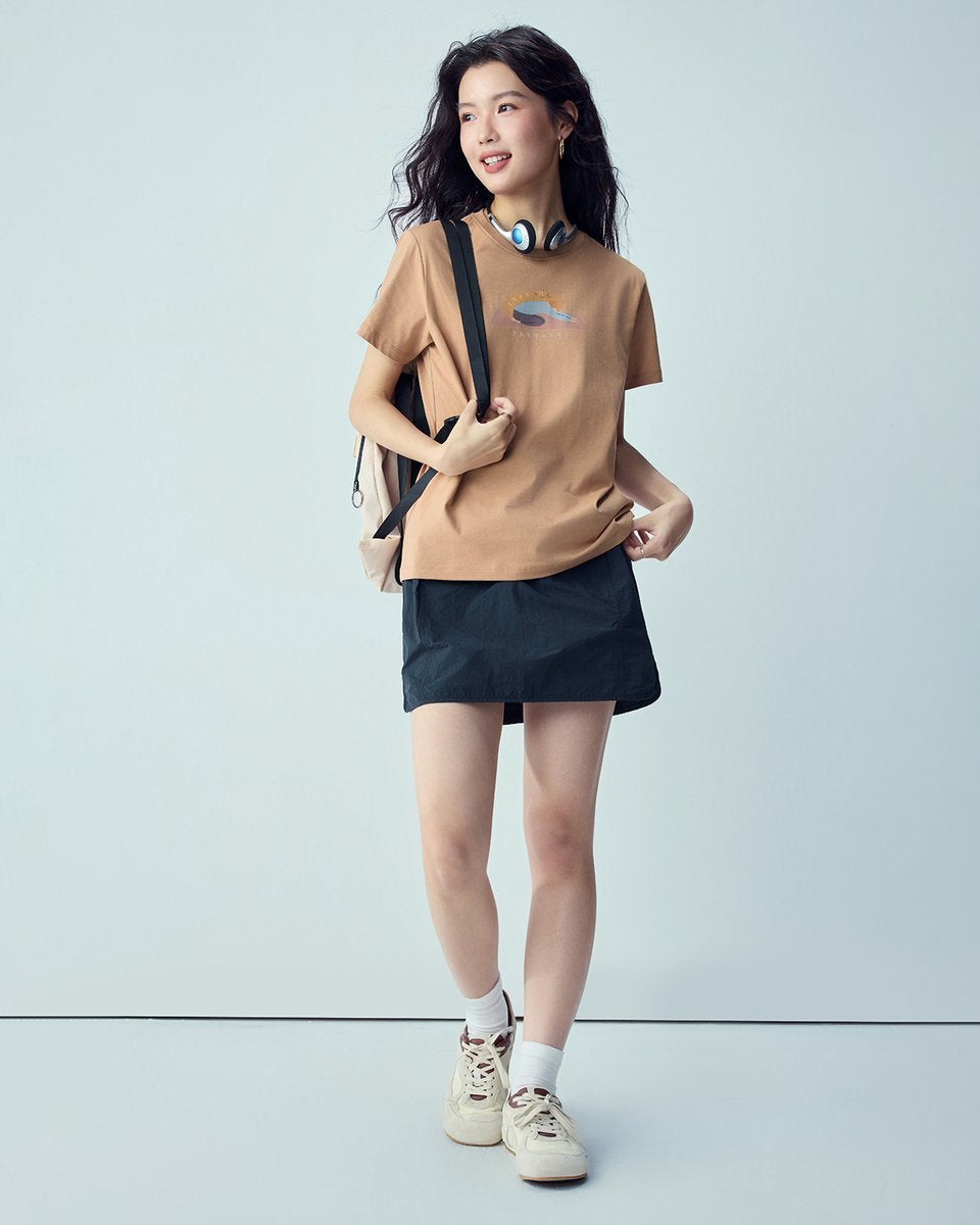 Women’s Crew‑Neck Short‑Sleeve Regular Fit Printed Tee - Giordano Online