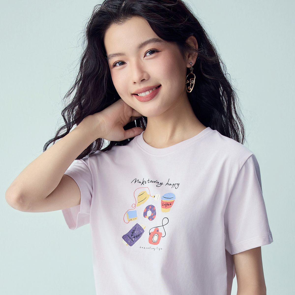 Women’s Crew‑Neck Short‑Sleeve Regular Fit Printed Tee - Giordano Online