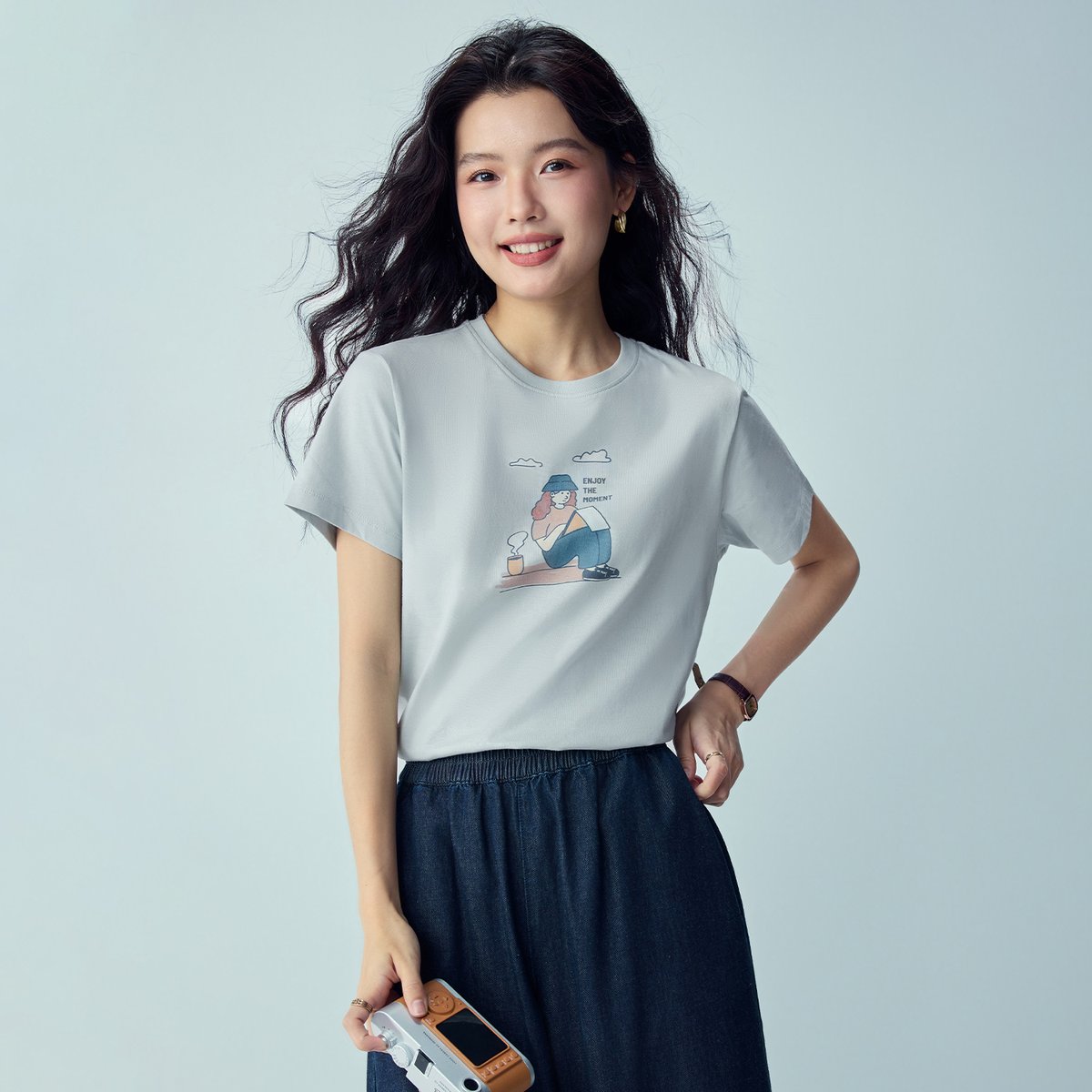 Women’s Crew‑Neck Short‑Sleeve Regular Fit Printed Tee - Giordano Online