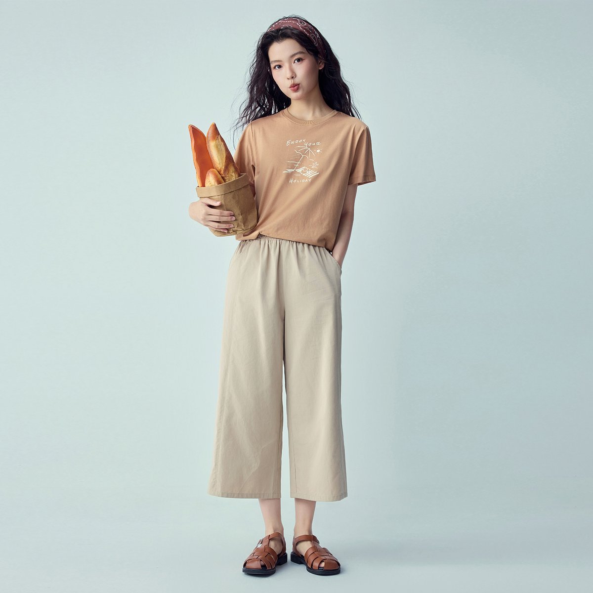 Women’s Crew‑Neck Short‑Sleeve Regular Fit Printed Tee - Giordano Online