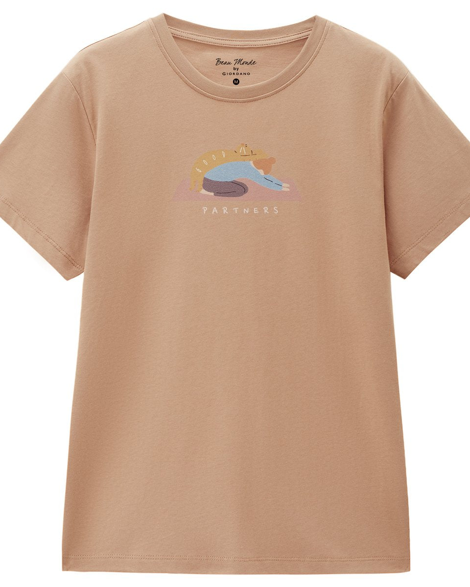 Women’s Crew‑Neck Short‑Sleeve Regular Fit Printed Tee - Giordano Online