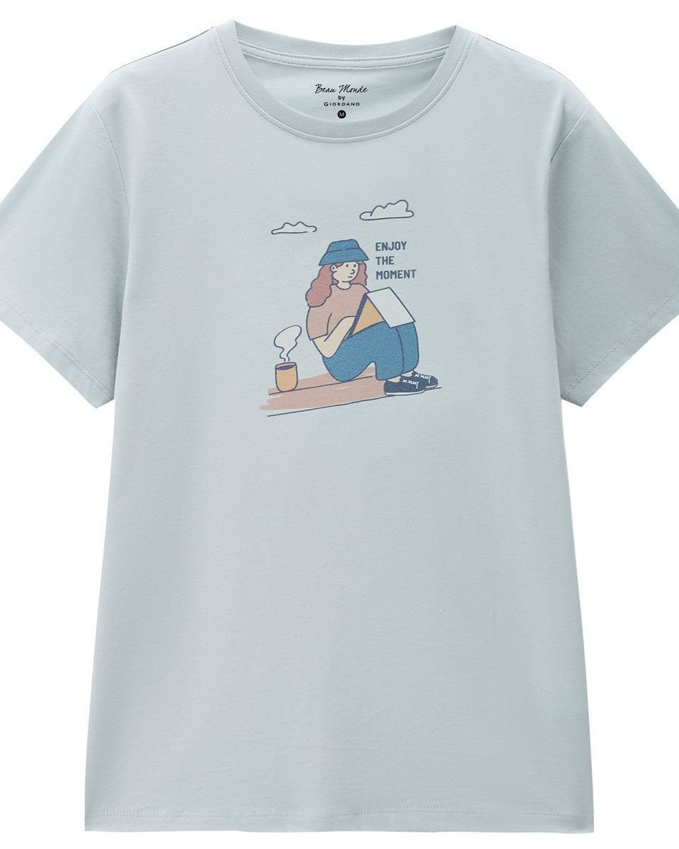 Women’s Crew‑Neck Short‑Sleeve Regular Fit Printed Tee - Giordano Online