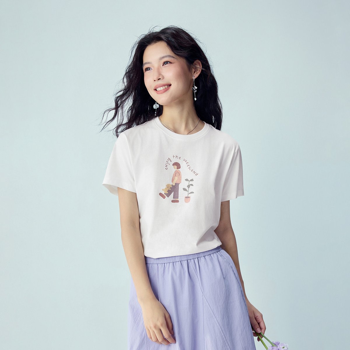 Women’s Crew‑Neck Short‑Sleeve Regular Fit Printed Tee - Giordano Online