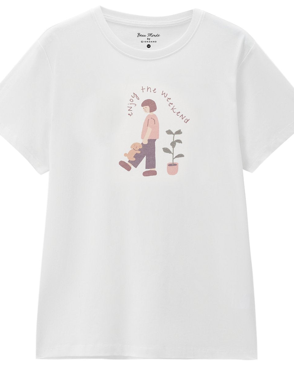 Women’s Crew‑Neck Short‑Sleeve Regular Fit Printed Tee - Giordano Online