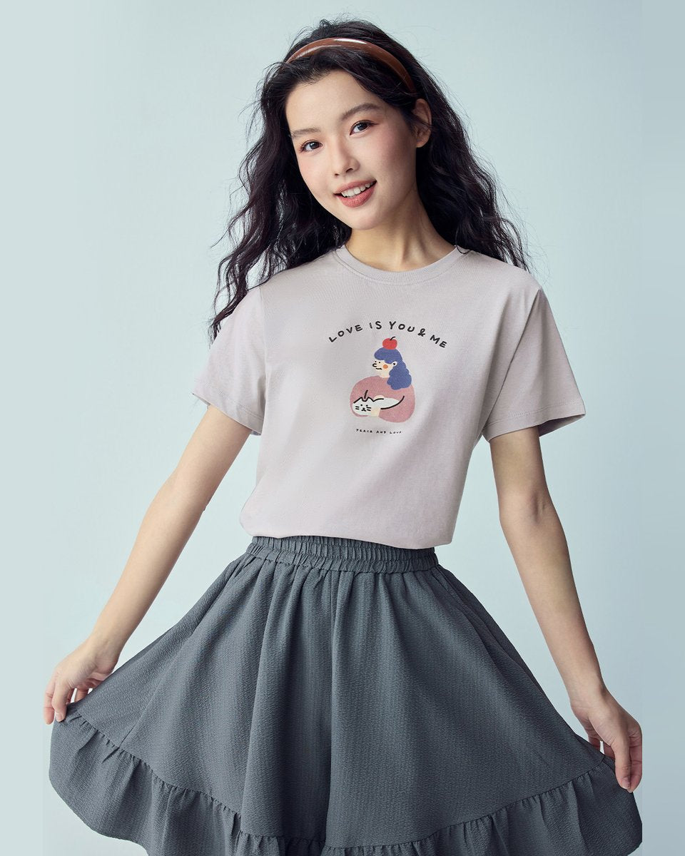 Women’s Crew‑Neck Short‑Sleeve Regular Fit Printed Tee - Giordano Online