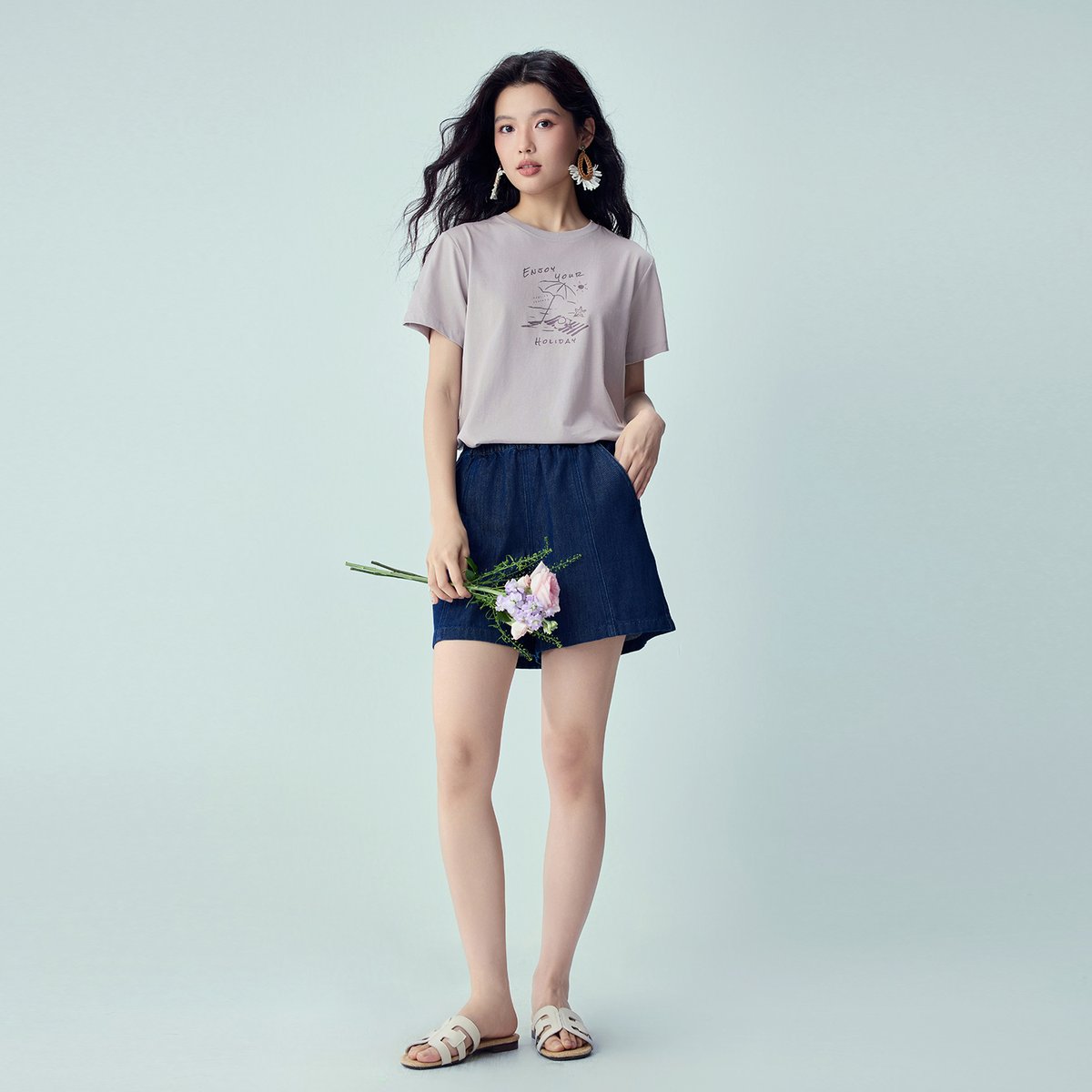 Women’s Crew‑Neck Short‑Sleeve Regular Fit Printed Tee - Giordano Online